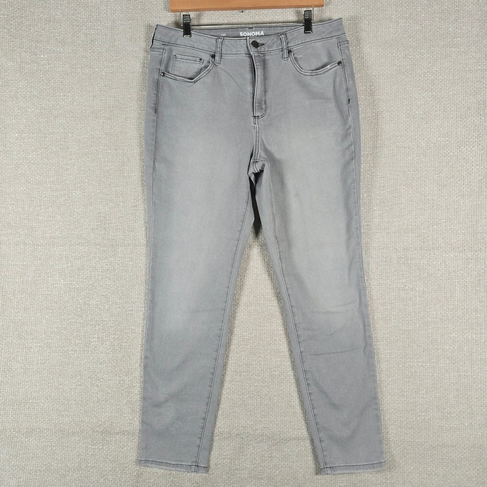 Sonoma Goods For Life Women‎ Curvy Skinny Jeans Gray Stretch Size 14R 14 Regular